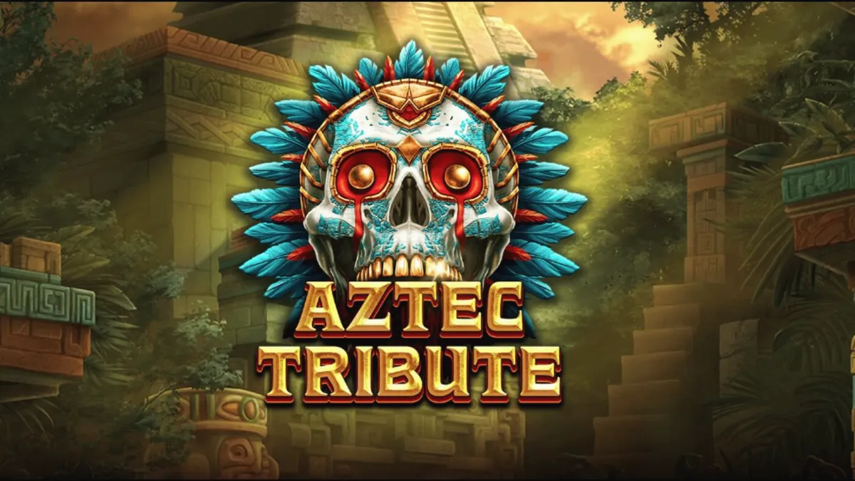 Tampilan visual slot Aztec Tribute dengan latar belakang reruntuhan hutan kuno